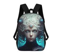 sinyumoney 3D Printed Children's Backpack Enchanted Fantasy Portrait School Backpack High Capacity Travel Book Bags for Boys Elementary And Middle School Students 17inch