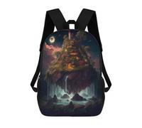 sinyumoney 3D Printed Children's Backpack Enchanted Floating Island -1 Travel Lightweight School Bag Fashion School Backpack for Kids School Students 17inch