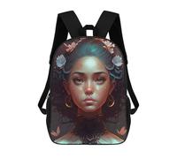 sinyumoney 3D Printed Children's Backpack Enchanted Floral Crown Portrait Travel Lightweight School Bag Fashion School Backpack for Kids School Students 17inch