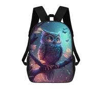 sinyumoney 3D Printed Children's Backpack Enchanted Forest Owl School Backpack High Capacity Travel Book Bags for Boys Elementary And Middle School Students 17inch