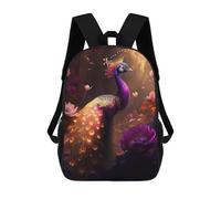 sinyumoney 3D Printed Children's Backpack Enchanted Peacock Garden School Backpack High Capacity Travel Book Bags for Boys Elementary And Middle School Students 17inch