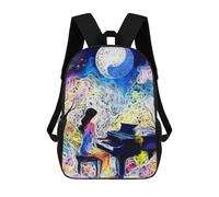sinyumoney 3D Printed Children's Backpack Enigma Piano Dream Travel Lightweight School Bag Fashion School Backpack for Kids School Students 17inch