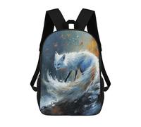 sinyumoney 3D Printed Children's Backpack Ethereal Kitsune School Backpack High Capacity Travel Book Bags for Boys Elementary And Middle School Students 17inch