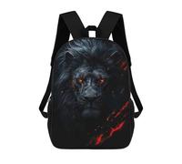 sinyumoney 3D Printed Children's Backpack Evil Black Lion School Backpack High Capacity Travel Book Bags for Boys Elementary And Middle School Students 17inch