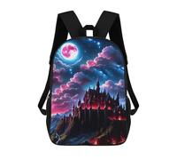 sinyumoney 3D Printed Children's Backpack Fantasy Castle Night Travel Lightweight School Bag Fashion School Backpack for Kids School Students 17inch