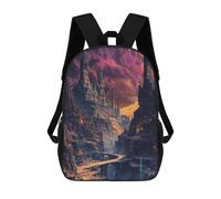 sinyumoney 3D Printed Children's Backpack Fantasy Mountain Ruin Travel Lightweight School Bag Fashion School Backpack for Kids School Students 17inch