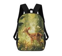 sinyumoney 3D Printed Children's Backpack Fawn in Sunlit Glade School Backpack High Capacity Travel Book Bags for Boys Elementary And Middle School Students 17inch