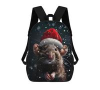 sinyumoney 3D Printed Children's Backpack Festive Mouse Christmas Travel Lightweight School Bag Fashion School Backpack for Kids School Students 17inch