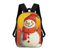 sinyumoney 3D Printed Children's Backpack Festive Snowman School Backpack High Capacity Travel Book Bags for Boys Elementary And Middle School Students 17inch