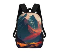 sinyumoney 3D Printed Children's Backpack Fiery Mountain Landscape Travel Lightweight School Bag Fashion School Backpack for Kids School Students 17inch