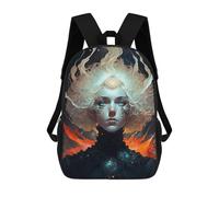 sinyumoney 3D Printed Children's Backpack Flame-Wrapped Mystic School Backpack High Capacity Travel Book Bags for Boys Elementary And Middle School Students 17inch