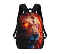 sinyumoney 3D Printed Children's Backpack Flaming Lion's Roar -2 School Backpack High Capacity Travel Book Bags for Boys Elementary And Middle School Students 17inch