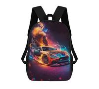 sinyumoney 3D Printed Children's Backpack Flaming Speed Cosmic Car Art Travel Lightweight School Bag Fashion School Backpack for Kids School Students 17inch