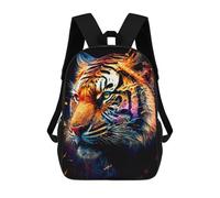 sinyumoney 3D Printed Children's Backpack Flaming Tiger Portrait -6 School Backpack High Capacity Travel Book Bags for Boys Elementary And Middle School Students 17inch