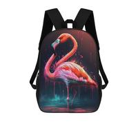 sinyumoney 3D Printed Children's Backpack Flamingo Pink Beautiful School Backpack High Capacity Travel Book Bags for Boys Elementary And Middle School Students 17inch