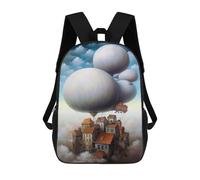sinyumoney 3D Printed Children's Backpack Floating Village in The Sky School Backpack High Capacity Travel Book Bags for Boys Elementary And Middle School Students 17inch