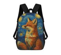 sinyumoney 3D Printed Children's Backpack Fox in Starry Night Style School Backpack High Capacity Travel Book Bags for Boys Elementary And Middle School Students 17inch