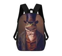 sinyumoney 3D Printed Children's Backpack Frog Poster School Backpack High Capacity Travel Book Bags for Boys Elementary And Middle School Students 17inch