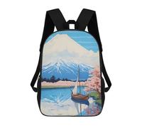 sinyumoney 3D Printed Children's Backpack Fuji Mountain with Lake Travel Lightweight School Bag Fashion School Backpack for Kids School Students 17inch
