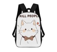 sinyumoney 3D Printed Children's Backpack Funny I Kill People Cat Travel Lightweight School Bag Fashion School Backpack for Kids School Students 17inch