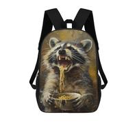 sinyumoney 3D Printed Children's Backpack Funny Raccoon Eating Food School Backpack High Capacity Travel Book Bags for Boys Elementary And Middle School Students 17inch