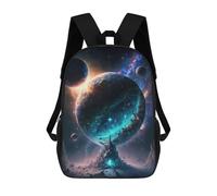 sinyumoney 3D Printed Children's Backpack Galactic Castle Dreamscape School Backpack High Capacity Travel Book Bags for Boys Elementary And Middle School Students 17inch