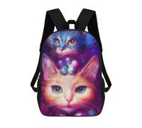 sinyumoney 3D Printed Children's Backpack Galactic Cats Cosmic Whiskers Travel Lightweight School Bag Fashion School Backpack for Kids School Students 17inch
