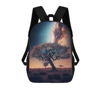 sinyumoney 3D Printed Children's Backpack Galactic Desert Dreamscape School Backpack High Capacity Travel Book Bags for Boys Elementary And Middle School Students 17inch