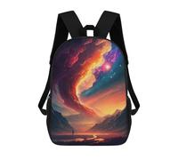 sinyumoney 3D Printed Children's Backpack Galactic Symphony Fire Meets Ice Travel Lightweight School Bag Fashion School Backpack for Kids School Students 17inch