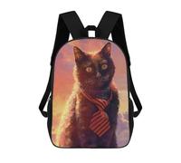 sinyumoney 3D Printed Children's Backpack Gentleman Cat Travel Lightweight School Bag Fashion School Backpack for Kids School Students 17inch