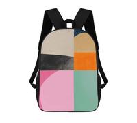 sinyumoney 3D Printed Children's Backpack Geometric Collage 17 School Backpack High Capacity Travel Book Bags for Boys Elementary And Middle School Students 17inch