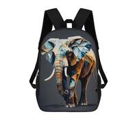 sinyumoney 3D Printed Children's Backpack Geometric Elephant Art School Backpack High Capacity Travel Book Bags for Boys Elementary And Middle School Students 17inch