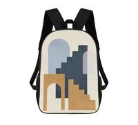 sinyumoney 3D Printed Children's Backpack Geometric Shapes T School Backpack High Capacity Travel Book Bags for Boys Elementary And Middle School Students 17inch
