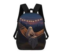sinyumoney 3D Printed Children's Backpack Ghost Reading in A Hammock School Backpack High Capacity Travel Book Bags for Boys Elementary And Middle School Students 17inch