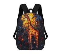 sinyumoney 3D Printed Children's Backpack Giraffe Stained Glass Travel Lightweight School Bag Fashion School Backpack for Kids School Students 17inch