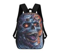 sinyumoney 3D Printed Children's Backpack Glowing Skull with Bats Travel Lightweight School Bag Fashion School Backpack for Kids School Students 17inch
