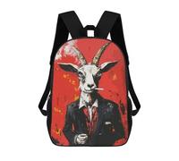 sinyumoney 3D Printed Children's Backpack Goat in Suit Smoking Cigarette School Backpack High Capacity Travel Book Bags for Boys Elementary And Middle School Students 17inch