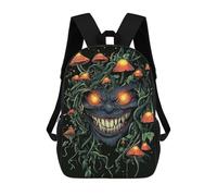 sinyumoney 3D Printed Children's Backpack Goblincore Glowing Goblin with Mushrooms School Backpack High Capacity Travel Book Bags for Boys Elementary And Middle School Students 17inch