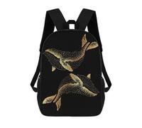 sinyumoney 3D Printed Children's Backpack Gold Whale 21 Travel Lightweight School Bag Fashion School Backpack for Kids School Students 17inch