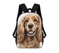 sinyumoney 3D Printed Children's Backpack Golden Cocker Spaniel Portrait Travel Lightweight School Bag Fashion School Backpack for Kids School Students 17inch
