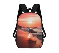 sinyumoney 3D Printed Children's Backpack Golden Light Lonely Bird School Backpack High Capacity Travel Book Bags for Boys Elementary And Middle School Students 17inch