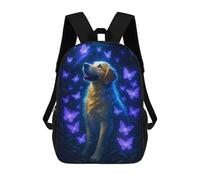 sinyumoney 3D Printed Children's Backpack Golden Retriever Ghost with Butterflies Travel Lightweight School Bag Fashion School Backpack for Kids School Students 17inch