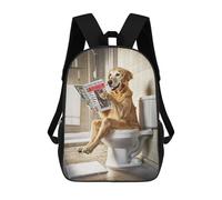 sinyumoney 3D Printed Children's Backpack Golden Retriever on Toilet Travel Lightweight School Bag Fashion School Backpack for Kids School Students 17inch