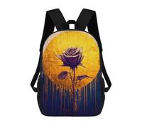 sinyumoney 3D Printed Children's Backpack Golden Rose Abstract School Backpack High Capacity Travel Book Bags for Boys Elementary And Middle School Students 17inch