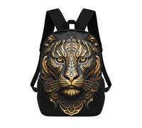 sinyumoney 3D Printed Children's Backpack Golden Tiger Portrait-2 School Backpack High Capacity Travel Book Bags for Boys Elementary And Middle School Students 17inch