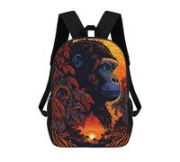sinyumoney 3D Printed Children's Backpack Gorilla Art Style 7 School Backpack High Capacity Travel Book Bags for Boys Elementary And Middle School Students 17inch
