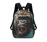 sinyumoney 3D Printed Children's Backpack Gorilla Sea School Backpack High Capacity Travel Book Bags for Boys Elementary And Middle School Students 17inch