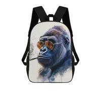 sinyumoney 3D Printed Children's Backpack Gorilla Smoking Travel Lightweight School Bag Fashion School Backpack for Kids School Students 17inch