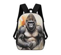 sinyumoney 3D Printed Children's Backpack Gorilla Watercolor Art School Backpack High Capacity Travel Book Bags for Boys Elementary And Middle School Students 17inch