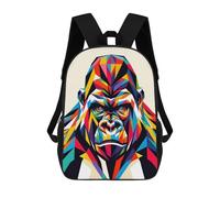 sinyumoney 3D Printed Children's Backpack Gorilla Wpap Pop Art Travel Lightweight School Bag Fashion School Backpack for Kids School Students 17inch